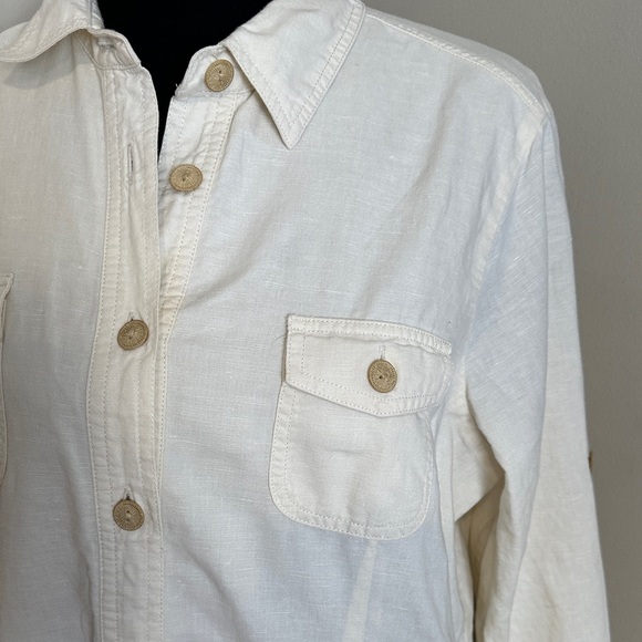 *VINEYARD VINES* Cream Long Sleeve Button-Down Dress Size Large - Picture 5 of 9